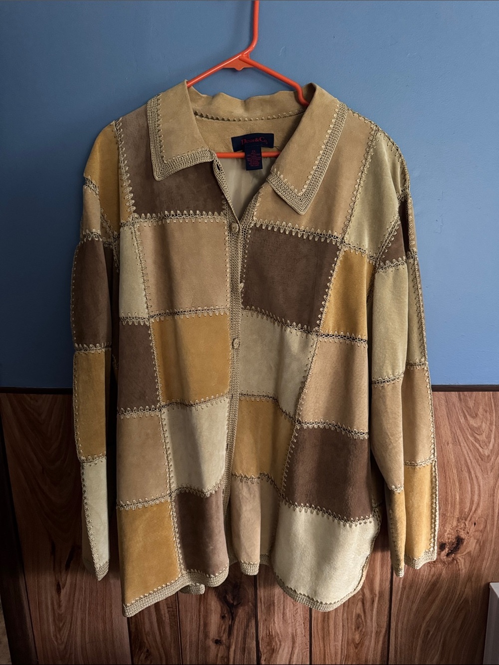 Denim&Co Suede Patchwork Shirt Jacket - Brown, Tan, Cream